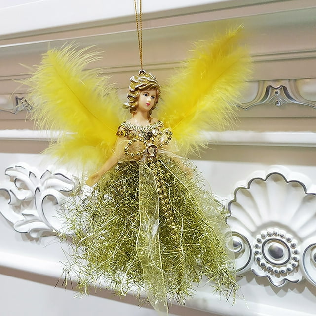 7.5In Christmas Tree Topper Fairy Angel Christmas Tree Pendant Fabric Angel Christmas Tree Topper For Christmas Decorations Tree Ornament