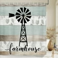 thumbnail image 5 of Farmhouse Shower Curtain, Vintage Windmill on Rustic Wooden Plank Bathroom Curtain, Country Wooden Plank Polyester Fabric Shower Curtain Set with Hooks, 36x72inches, 5 of 6