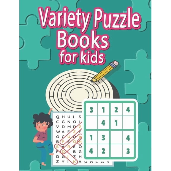 Variety Puzzle Books For Kids: Mixed Smart Games (Word Search, Sudoku, Mazes, I spy, Hangman...) and More !, (Paperback)