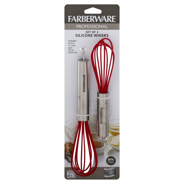 Farberware Professional Set of 2 Silicone Mini Whisks Red