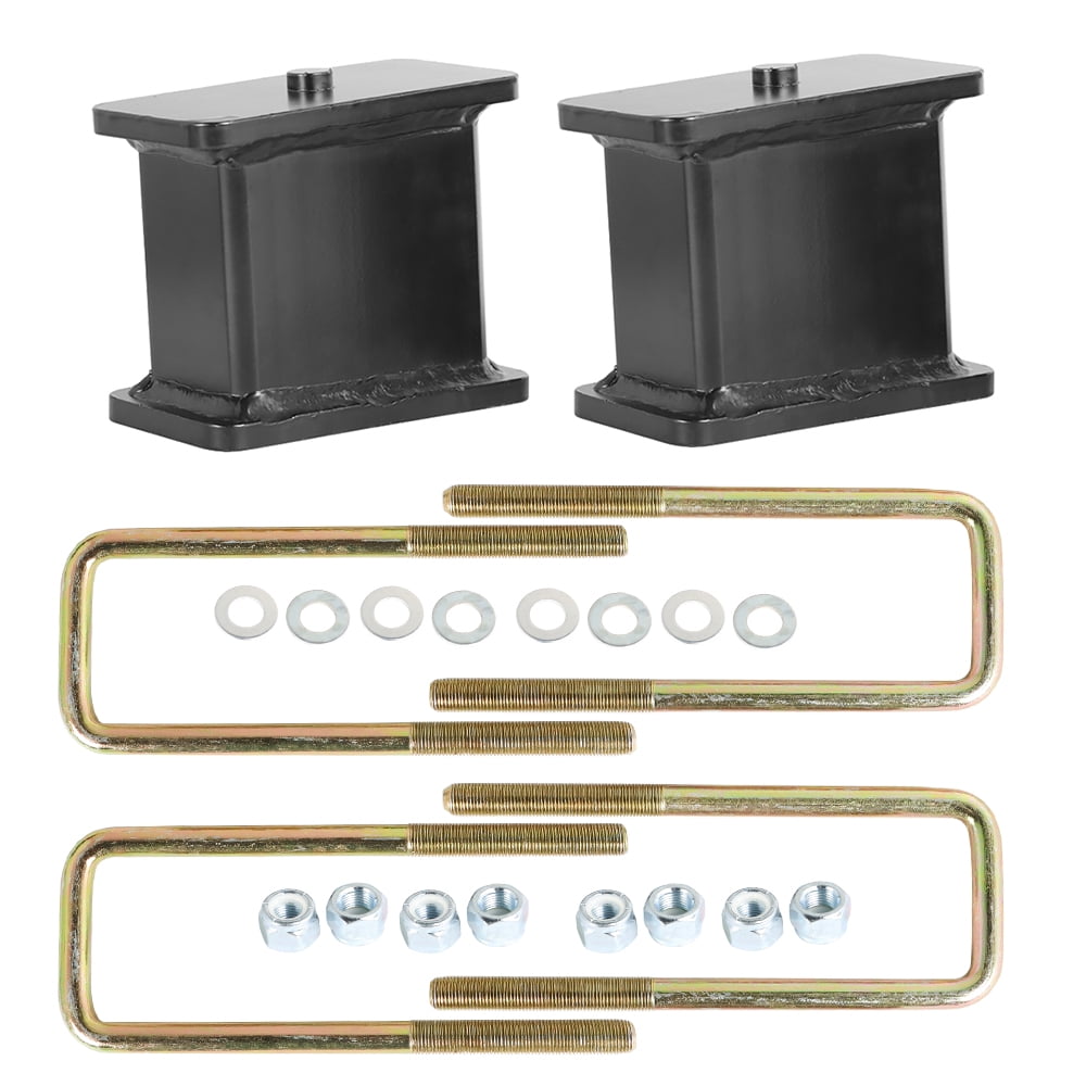 munirater 4" Rear Lift Blocks w/U Bolts Leveling Lift Block Kit Replacement for 2007-2019 Chevy Silverado GMC Sierra 1500
