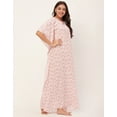 thumbnail image 3 of Moomaya Sleepwear, Printed Kaftan Maxi For Women, Round Neck Rayon Caftan Dress, 3 of 9