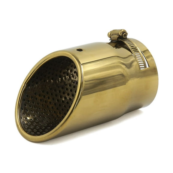 Unique Bargains 150mm Long 78mm Inlet Oval Rear Exhaust Pipe Muffler Tip Gold Tone for Audi