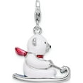 thumbnail image 3 of Sterling Silver Amore La Vita Rhod-Pl 3-D Enameled Polar Bear Sled Charm (39 X 19) Made In China qcc537, 3 of 5