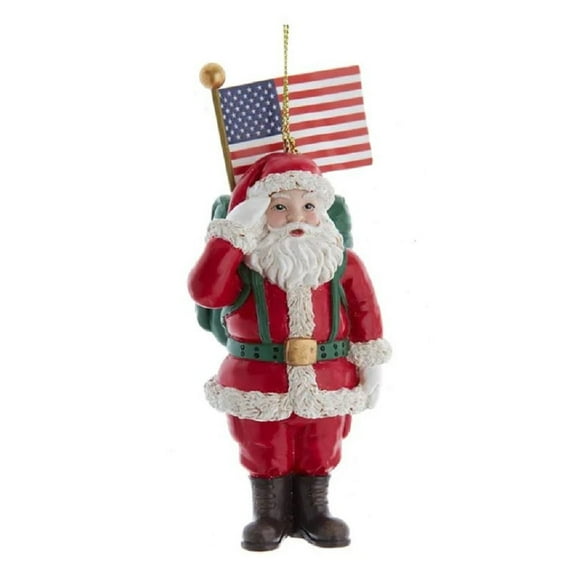 Saluting Santa with American Flag Christmas Ornament E0613