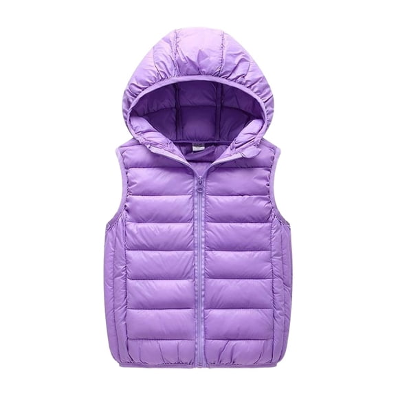 Generic Kids Boys Girls Puffer Vest Sleeveless Hooded Winter Quilted Jacket Outerwear Kids Light Zip Up Down Coat Soft Warm Waistcoat