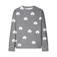 thumbnail image 5 of St. Patrick's Day Sweatshirt for Women Textured Quilted Fabric Clover Print Crewneck Long Sleeve Pullover Loose Fit Festive Clothes, 5 of 5