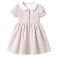 thumbnail image 2 of HILEELANG 2-7T Toddler/Little Girls Pink Green Lavender Stripe 100% Cotton Dress Size 6, 2 of 8