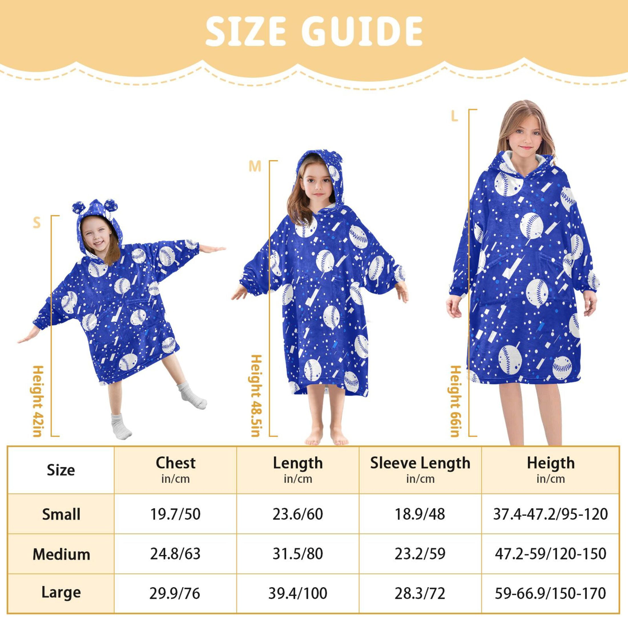 joogoo Blanket Hoodie for Baseball Art Pattern Oversize Sweatshirt 3-14 YR L