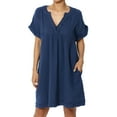 thumbnail image 1 of Robe Mini Babydoll en Gaze de Coton à Manches Courtes Col en V Décontractée pour Femmes, 1 of 7
