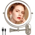 thumbnail image 1 of Rechargeable Wall Mounted Lighted Makeup Mirror DoubleSided /x Magnifying Mirror with Color Lights Vanity Mirror with DualTouch & Luminance Memory (Nickel), 1 of 8