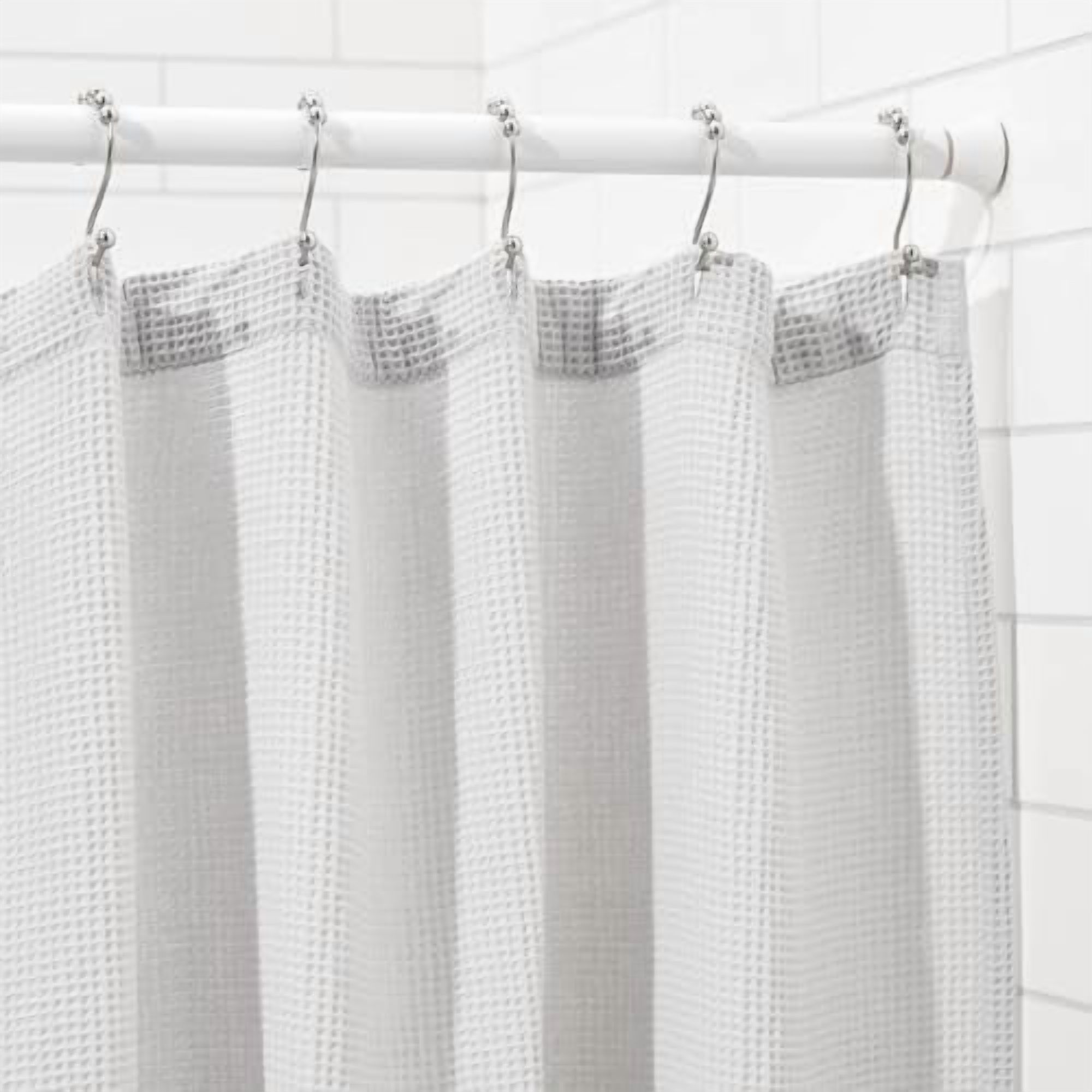Tension Curtain Rod, Adjustable 24-36" Width - White, Classic Finial