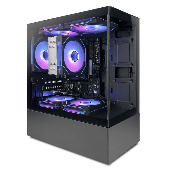Suevery Gaming PC Desktop AMD Ryzen 5 5600GT, 16GB DDR4 RAM, 512GB NVMe SSD, 650W, RGB Fans, Wi-Fi 6, Black