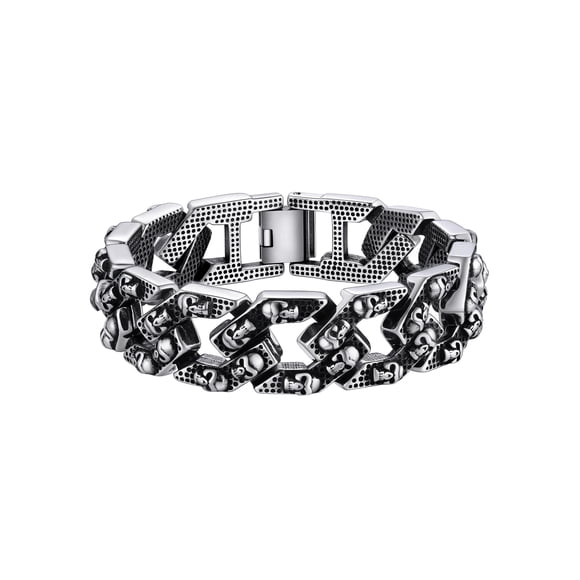 Pulsera de cadena de eslabones cubanos PROSTEEL para hombres Acero Inoxidable Plata 16 mm 9 pulgadas