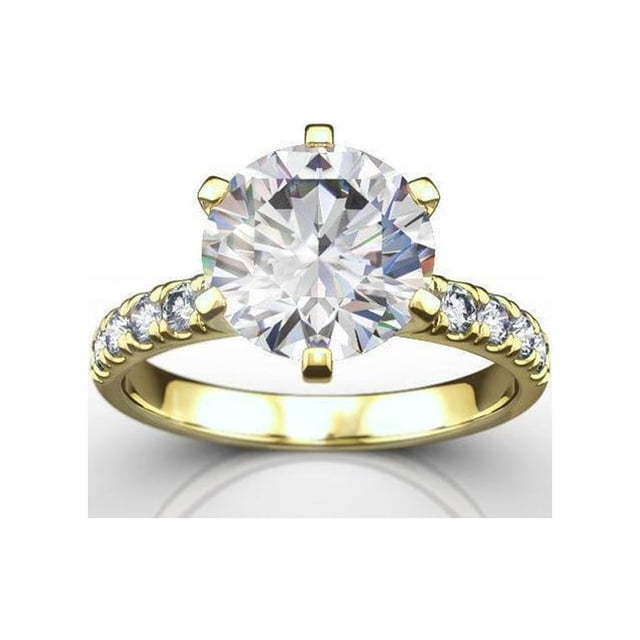 3.10 Ct Stunning Solitaire Round Diamond Bridal Rings Solid 18K Yellow Gold