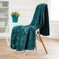thumbnail image 2 of Chanasya Cable Knit Embossed Faux Fur Throw Blanket - Reverse Mink Modern, Comteporary, Elegant, Super Soft, Warm and Cozy for Bed, Couch, Living Room and Bedroom Home Décor (50x65 Inches) Teal, 2 of 6