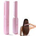 thumbnail image 1 of Mini Cordless Hair Straightener, 2 In 2 Rechargeable Hair Straightener Brush And Curler, Portable Travel Straightener Styling Comb (pink) Banmo, 1 of 5