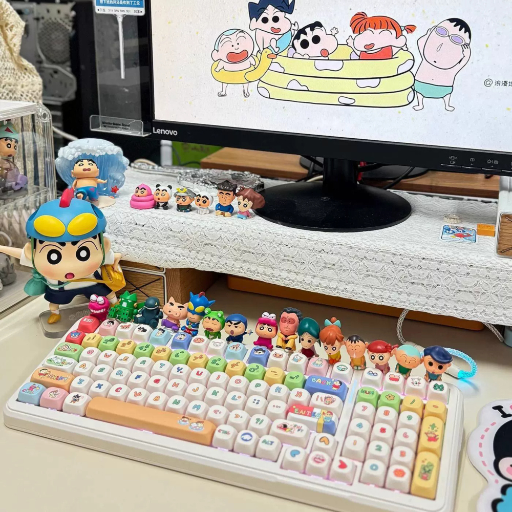 Animation Crayon Shin-chan DIY Decorative Keycaps, MOA Height Full Size Computer Mechanical Keyboard Keycaps