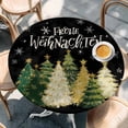 thumbnail image 2 of Black Christmas Round Tablecloth, Fitted Table Cover with Elastic for 36"-44" Round Tables, Xmas Tree Snowflake Farmhouse Table Cloth Outdoor Indoor Dinning Party Waterproof Tablecloths, 2 of 7