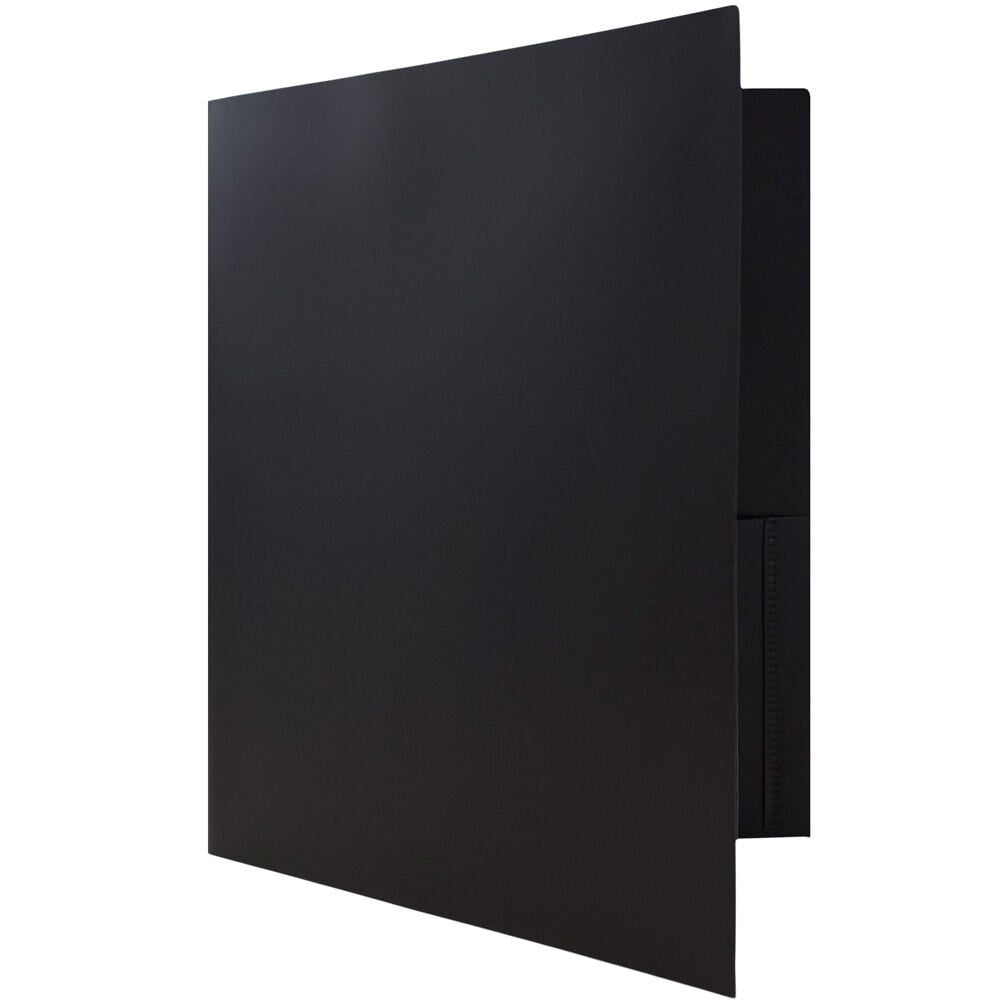 JAM Paper Plastic 2 Pocket POP Folders with Prongs Fastener Clasps, Black, Bulk 48/Pack