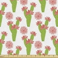 thumbnail image 1 of Floral Sofa Upholstery Fabric by the Yard, Exotic Tropical Pattern Sketch of Repeated Blooming Cacti and Flowers, Decorative Fabric for DIY and Home Accents, White Lime Green Coral by Ambesonne, 1 of 5