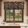 thumbnail image 6 of 2 Pack Valances for Window, Boho Black Flowers Short Curtains for Kitchen Bedroom Living Room, Spring Abstract Watercolor Floral Leaf Rod Pocket Small Window Treatment Valance Drapes 42 x 18 Inch, 6 of 8