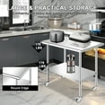 thumbnail image 4 of Jacgood Stainless Steel Work Table w/ Wheels |36x24inch | Food Prep NSF | Utility Work Station ,Adjustable Undershelf,Easy to Install, 4 of 8