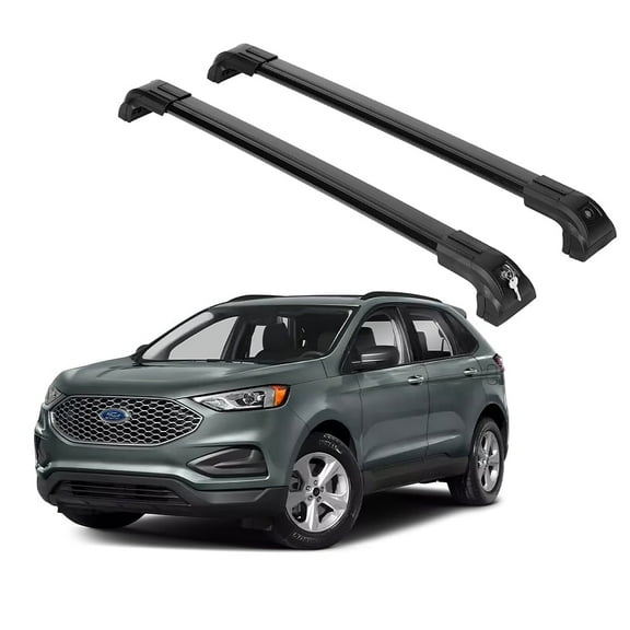 Heavy Duty Rack Cross Bars for Ford Edge 2015-2024 | Aluminum Crossbars with Anti Theft Lock for Rooftop | Compatible with Flush Rails - Black