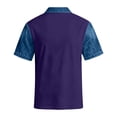 thumbnail image 5 of Blekii Men's Denim Patchwork Short Sleeve Polo Shirt Slim Fit Casual Button down Plum L, 5 of 7
