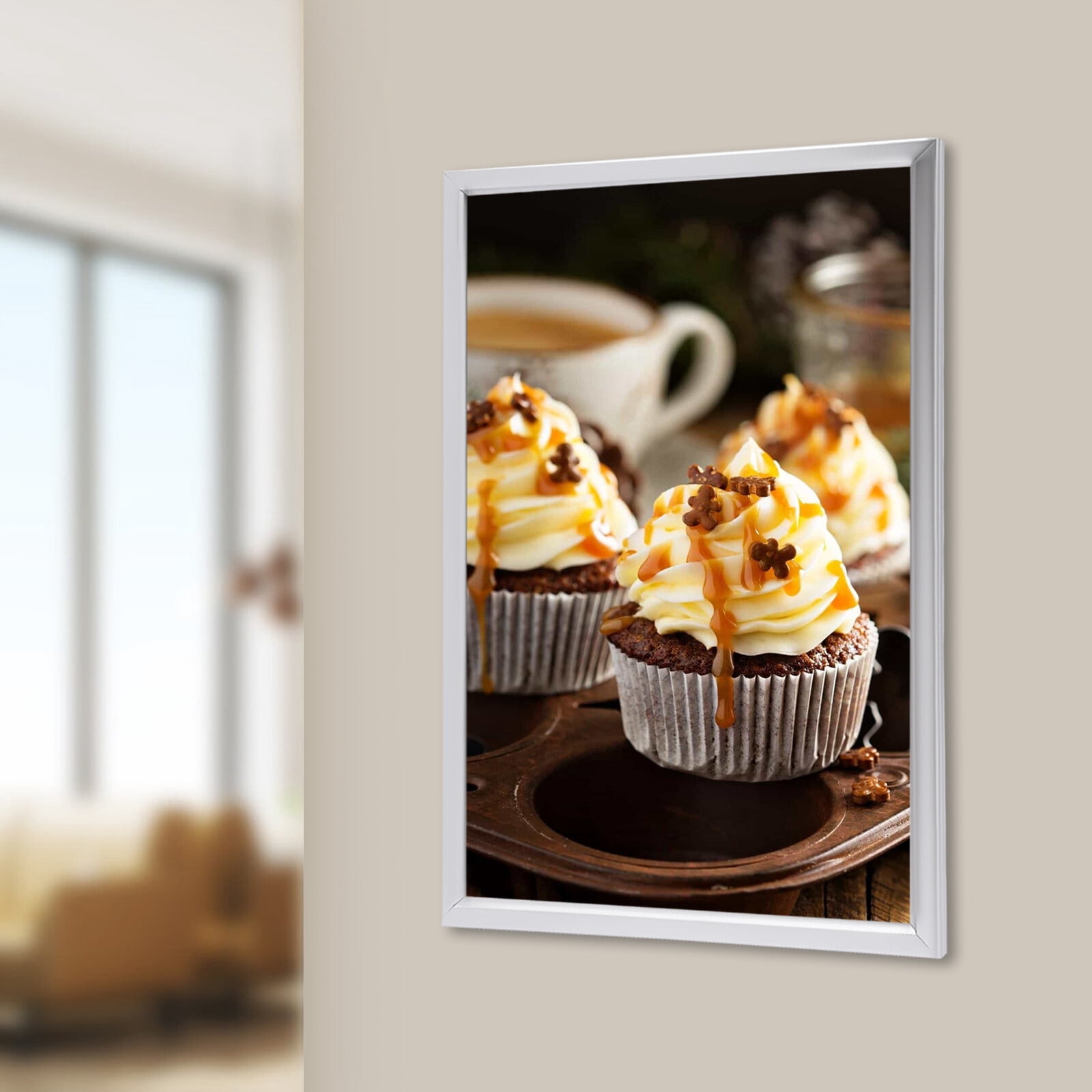Modern Rectangular Silver LED Backlit Movie Poster Art Picture Frame Light Box Advertising Display 18x24"