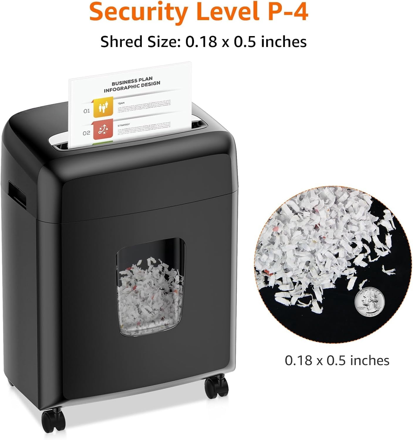High Security Micro-Cut 8 Sheet Paper and Credit Card Shredder with Easy-Empty Bin, P-4 Level, Black