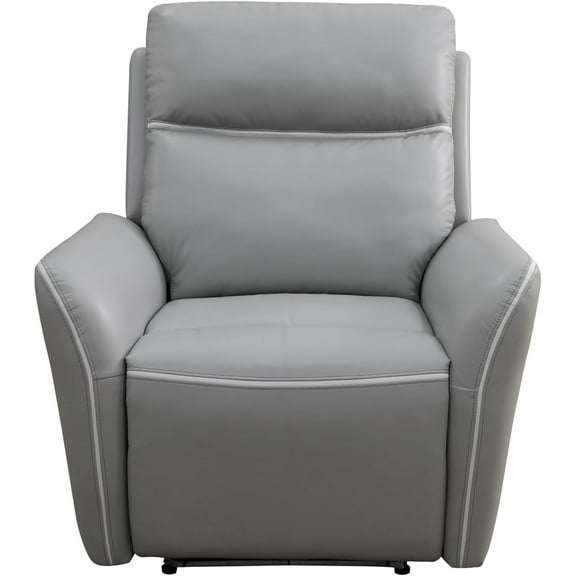 Power Recliner Sofa Set with LED, Breathing Leather Reclining Sofa Set, Living Room Set Recliner Couch with USB Port/Cup Holder/Storage for Living Room (Chair, Light Grey)