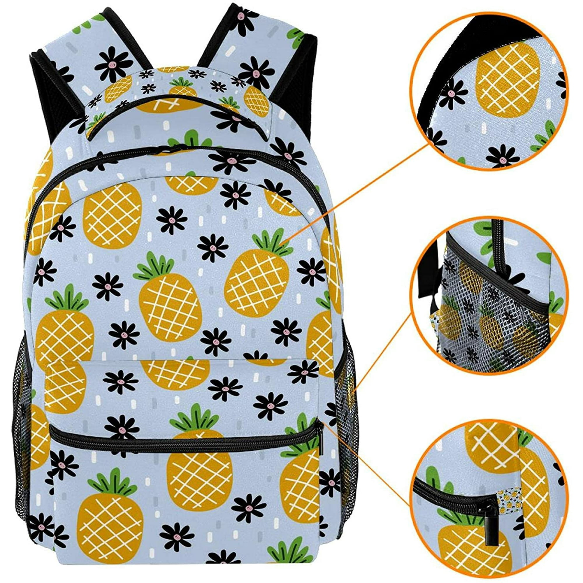 Pineapple With Flower Travel School Backpack Work Bag for Women Men Walmart