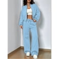 thumbnail image 5 of Women'S 2 Piece Outfits Sweatsuit Zip Up Long Sleeve Sweatshirt with Wide Leg Sweatpants XL, 5 of 8