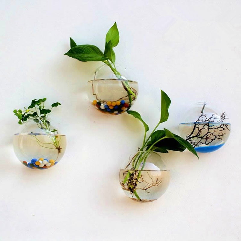 Glass Vase  Decor Wall Hanging Flower Pot Hydroponic Terrarium Fish Tank Planter 