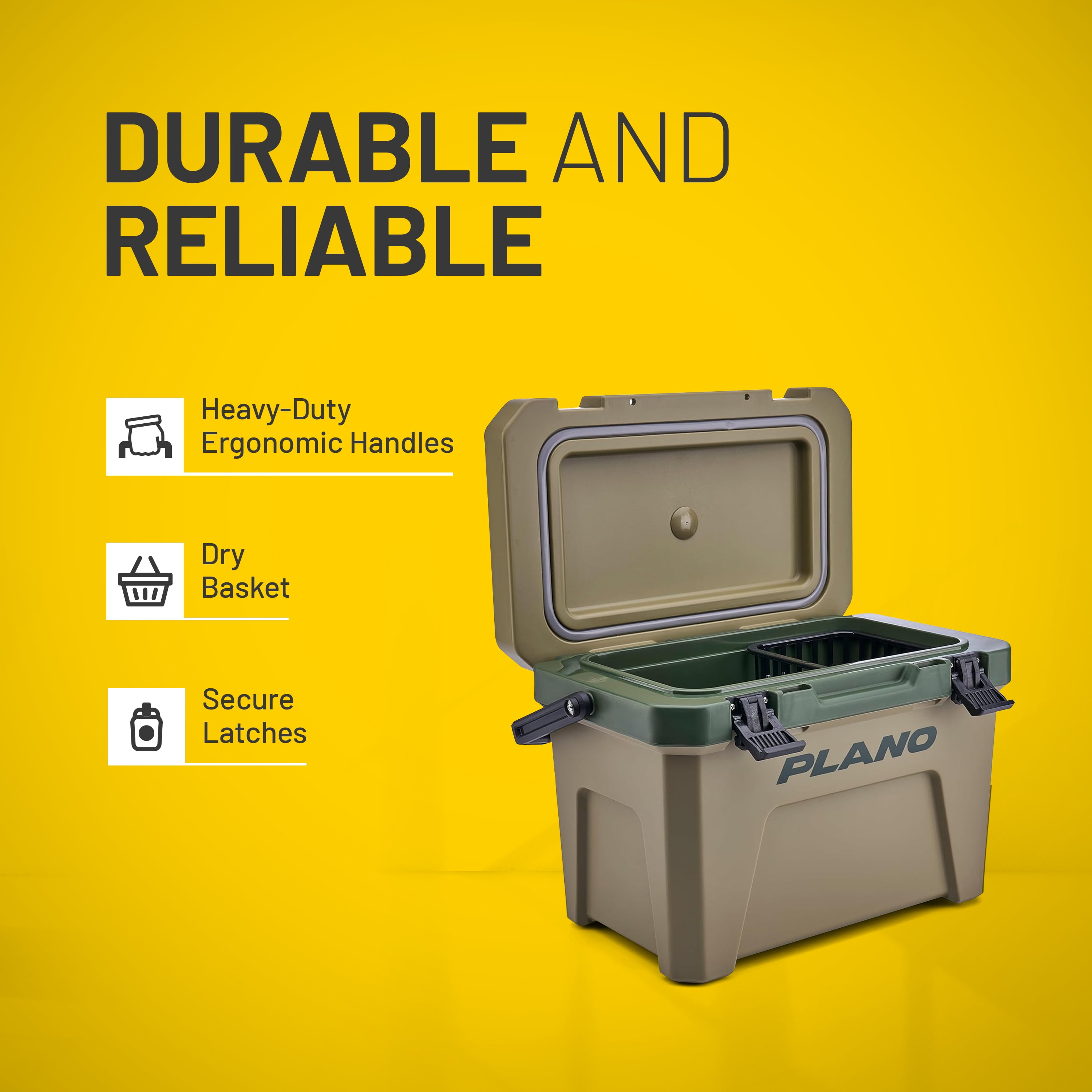 Plano Frost 14 Quart Heavy Duty Cooler w/ Built In Bottle Opener and Dry Basket, Inland Green