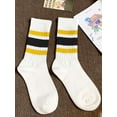 thumbnail image 3 of Gustave 3 Pairs Retro Striped Crew Socks Tube Socks Soft Cozy Cotton Casual Socks Athletic Running Socks Novelty Sporty Calf Socks for Women Men, 3 of 6