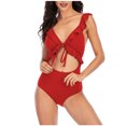 thumbnail image 2 of Mareep Maillot de Bain pour Femmes S-TG Bikinis Sans Dos à Volants Réglables Aguichant Mode Couleur Unie, 2 of 5