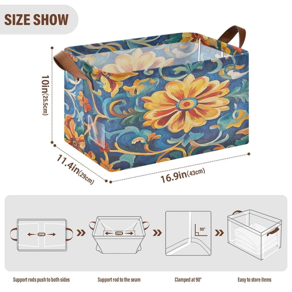 BZSMCE Collapsible Fabric Cube Storage Bins Bohemia Seamlee Pattern Design Pattern Storage Box