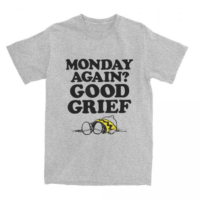 Camisetas para hombre y mujer, de Peanuts, Charlie Brown, Monday Good Grief, Snoopy, 100 % algodón, camisetas de manga corta con cuello redondo, idea de regalo