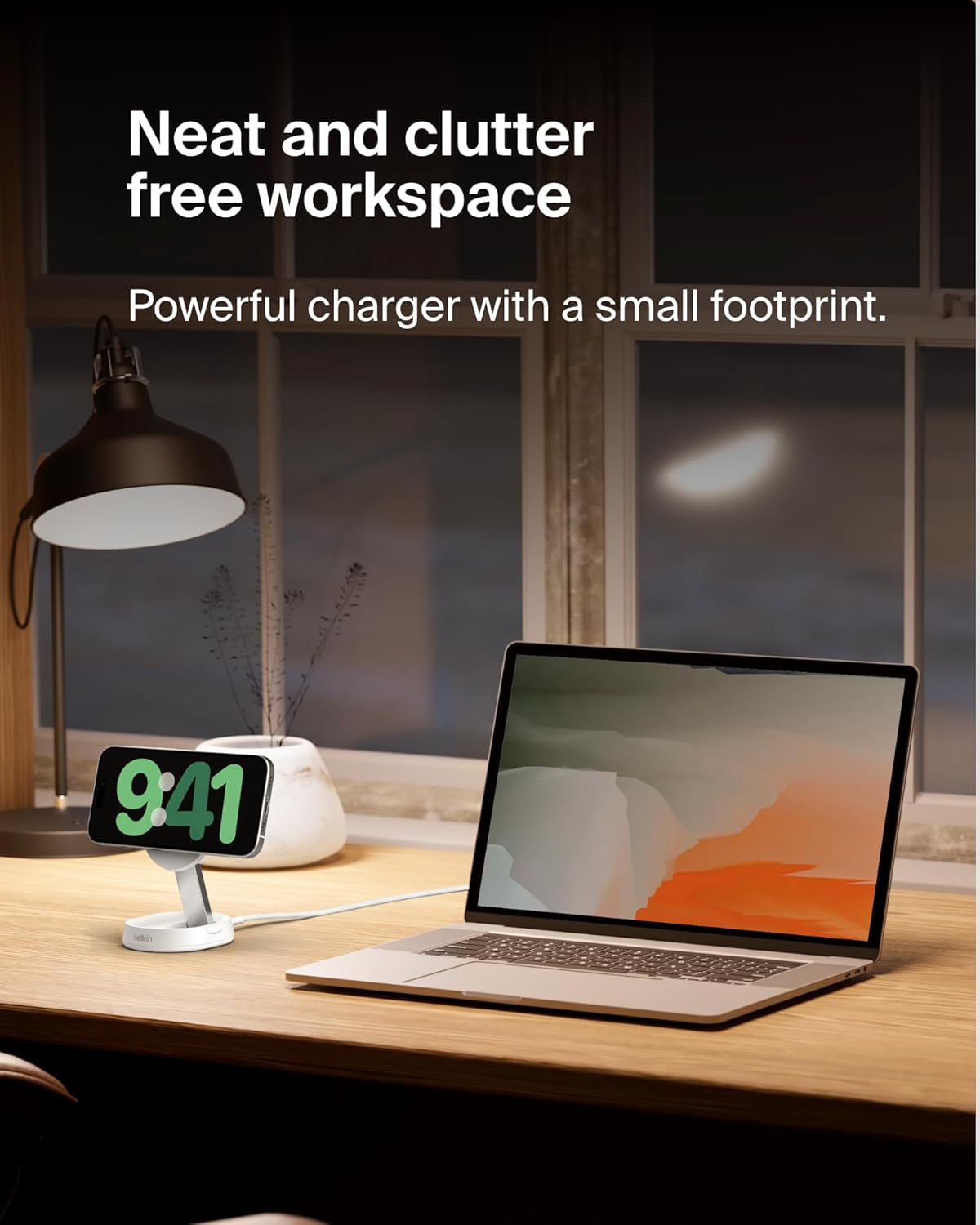 Belkin BoostCharge Pro 15W Convertible Magnetic Charging Stand, MagSafe-Compatible Fast Qi2 Charger for Apple iPhone 16, 16 Plus, 16 Pro, 16 Pro Max, 16e 15, 14 & 13, Apple Airpods Pro - White