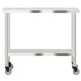 thumbnail image 3 of vidaXL Table de Cuisine avec Roulettes 110x55x85 cm Acier Inoxydable, 3 of 5