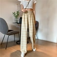 thumbnail image 3 of Harajuku Wide Leg Pants For Women Korean Style High Waist Plaid Wide Pants, 3 of 6