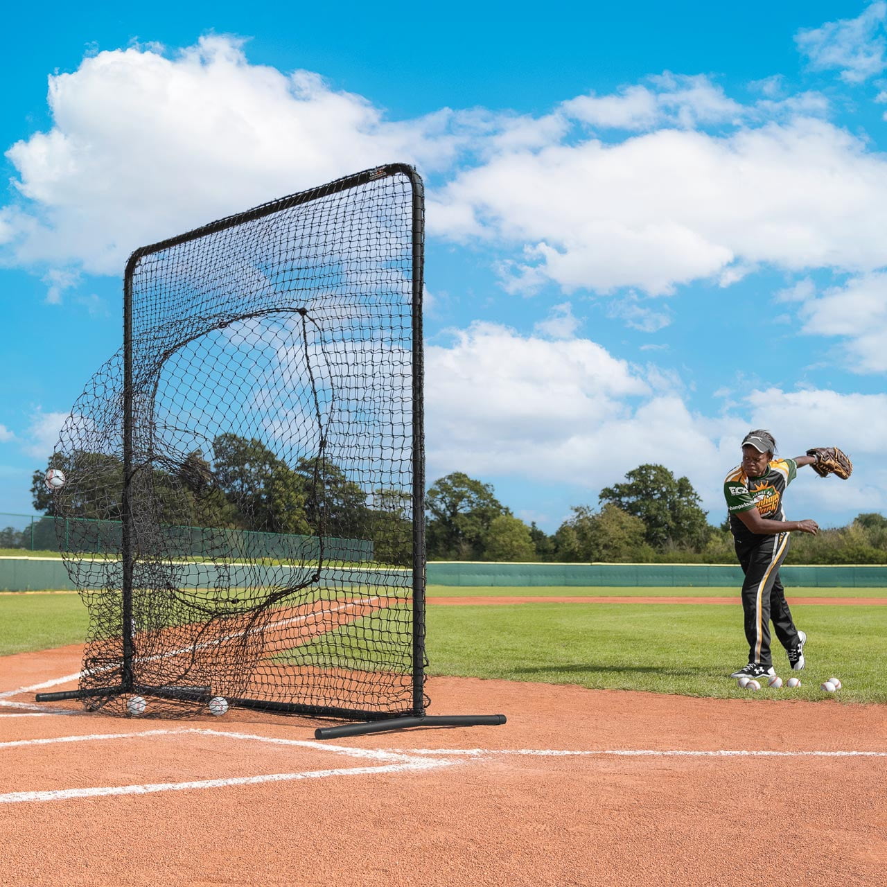FORTRESS 7ft x 7ft Baseball Sock Net Screen – Heavy-Duty Galvanized Steel Frame with Double-Layered UV-Stabilized Netting – Ideal for Batting and Pitching Practice
