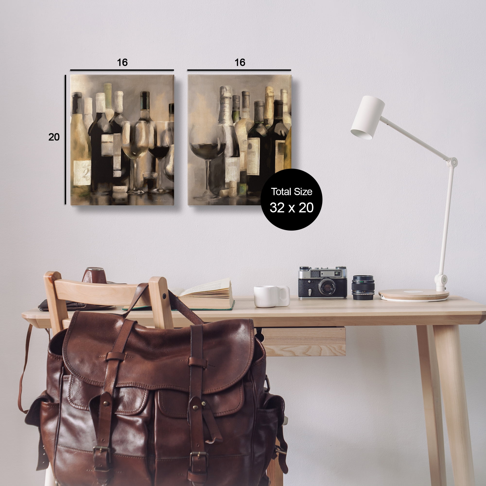 Stupell Industries Kitchen Wine Bottles Setup Food & Beverage Painting Wrapped Canvas Art Print Wall Art, 16 x 20, Set of 2