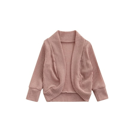 

Qtinghua Toddler Baby Girl Casual Long Sleeve Open Front Cardigan Sweater Coat Solid Fall Winter Clothes Pink 1-2 Years
