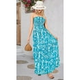 thumbnail image 4 of HAPPY BAY Women's Summer A-Line Maxi Smocked Top Slit Dress Long Beach Evening Strapless Tube Dresses for Women One Size Blue, Leaves, 4 of 4