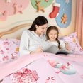 thumbnail image 5 of Manfei Western Xmas Festive 7-Piece Twin Bedding,Cartoon Christmas Winter Snow Bedding Comforter Set,Pink Reversible, 5 of 7