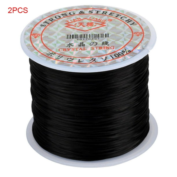 2 Pieces 60m/roll Beading Thread Jewelry Making Elastic DIY beading cord  Beading Cord DIY Thread for Wristband Bracelet Necklace Anklet, Black 
