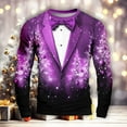 thumbnail image 2 of Stamzod Christmas Oversized Graphic Tshirts for Men Fashion Christmas Printing Crewneck Long Sleeve Shirt Casual Party Shirts for Men Purple B XXXXXL, 2 of 3